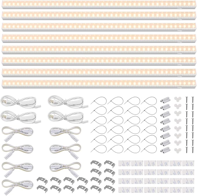 Barrina T5 Grow Lights for Indoor Plants, Full Spectrum, 4ft 160W (8 x 20W, 1000W Equivalent), Plant Growing Lamps, Plant Lights for Indoor Plants, Greenhouse, Plug and Play, Yellow 8-Pack