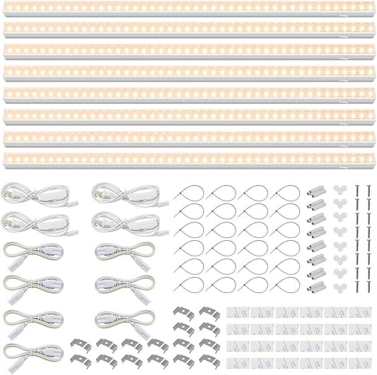 Barrina T5 Grow Lights for Indoor Plants, Full Spectrum, 4ft 160W (8 x 20W, 1000W Equivalent), Plant Growing Lamps, Plant Lights for Indoor Plants, Greenhouse, Plug and Play, Yellow 8-Pack