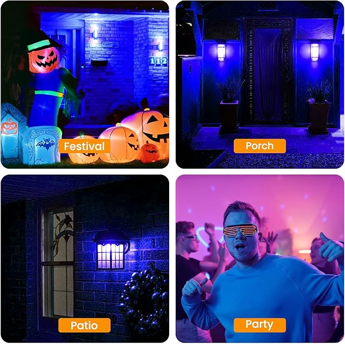 Hompavo 【Upgraded LED Flame Light Bulbs, 3 Modes Flickering Light Bulbs, E12 Chandelier Base Candle Fire Light Bulb for Halloween Christmas Party Porch Indoor & Outdoor Home Decoration, Blue 6 Pack