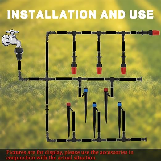 280 Pcs Drip Irrigation System Fitting Kit for 1/4 inch Irrigation Tubing Hose, Greenhouse Garden Plant Irrigation Fittings with Barbs Six Fittings for Easy Installation