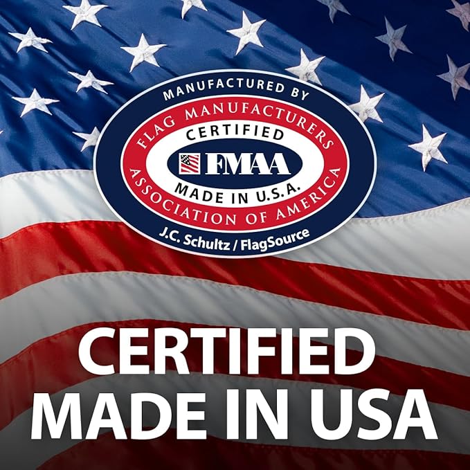 FlagSource FMAA Certified PolyExtra Polyester American Flag with Embroidered Stars and Sewn Stripes, Made in the USA, 12x18'