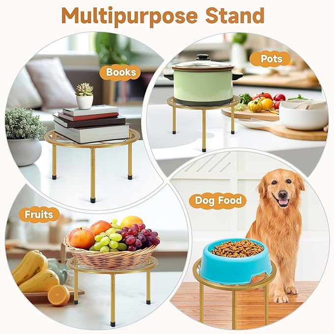 5 Pack Metal Plant Stand, Anti-Rust Iron Plant Stands for Indoor and Outdoor, Heavy Duty Flower Pot Stands for Multiple Plant, Black Potted Plant Holder for Garden Home (5 Pack Gold)