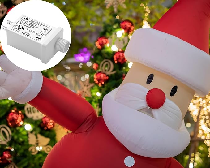 Replacement Yard Inflatable Adapter Power Supply Adaptor - 12V 1.0A 2Pcs - Inflatable Plug Replacement Class 2 Power Supply - White - for Christmas Tree Light/Thanksgiving Yard Blow Up Decorations