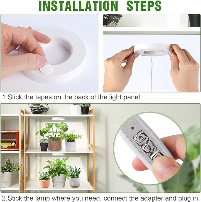 LORDEM Ceiling Grow Light for Indoor Plants, 96 LEDs Full Spectrum LED Plant Light, 5V Plant Lamp with 4/8/12H Auto Switch, 4 Dimmable Brightness Levels, Ideal for Small Plants, Dual Head, Corded