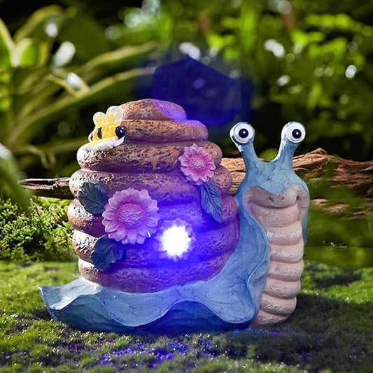 Solar Garden Outdoor Decor Snail Figurine with Lights, Outside - Ideal Outdoor Decorations for Yard, Lawn & Pathway Walkway Ornaments Clearance Housewarming Gifts for Mom Grandma Birthday (Blue)