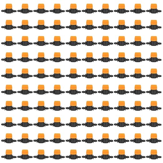 100PCS 1/4 Inch Barb Shut-Off Valve Universal Drip Irrigation Tubing Coupling Valve,Barb Valve Irrigation Misting Tube Valve,Through Type Valve for Garden Seeding Cultivation Irrigation Brush Cutter