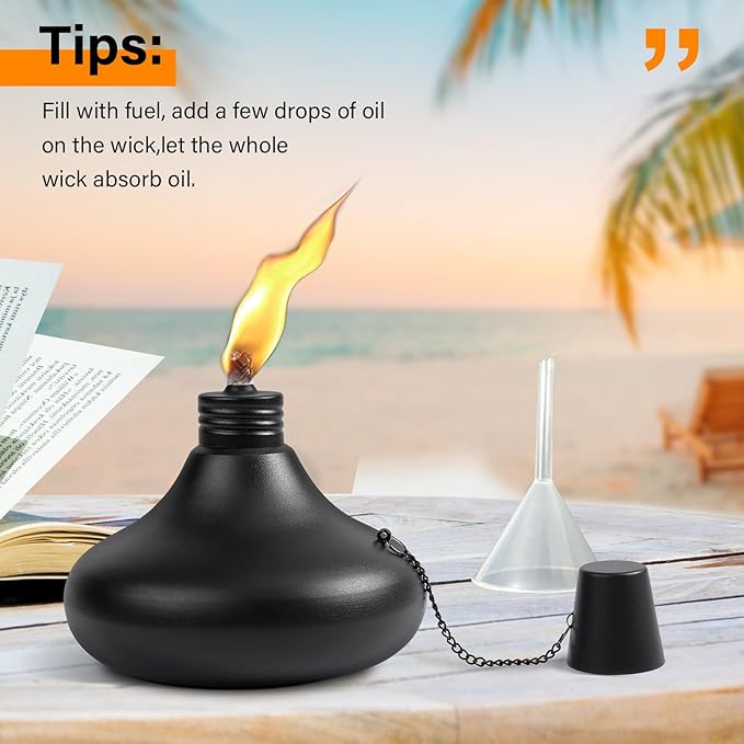 Upgraded Tabletop Torches Set of 4, 24oz Citronella Candles for Outdoor, Metal Table Top Torches for Outside, Refillable Torch Lanterns for Patio, Yard, Deck, Garden, Party