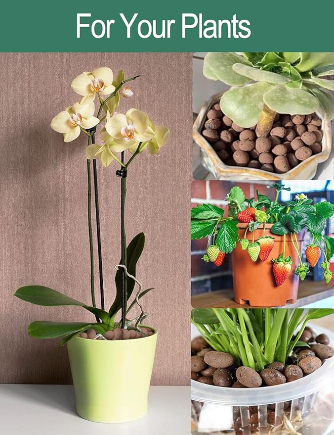 4qt Hydroponic Clay Pebbles, 8mm-12mm, Toypopor Natural Organic Expanded Grow Media for Hydroponics, Drainage, Decoration, Aquaponics and Other Gardening Essentials