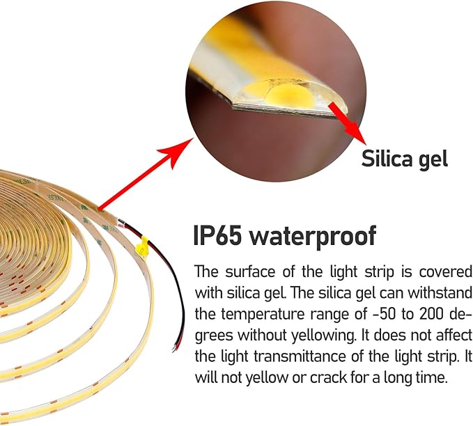 10M/32.8ft 24V COB LED Strip Light Waterproof IP65 Natural White 4000K Uniform Glow 3840LEDs CRI 93+ Flexible LED Tape Lights for DIY Cabinet Bedroom Kitchen Home Decor(No Power Supply)