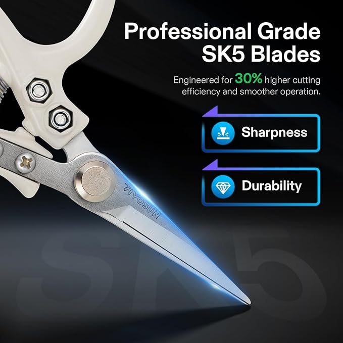 VIVOSUN Pruning Shears for Gardening, Lightweight Plant Pruners for Gardening, Garden Scissors for Cutting Flowers, Trimming Branches, Indoor Plant Scissors, Stylish Q-Shaped Garden Tools for Women