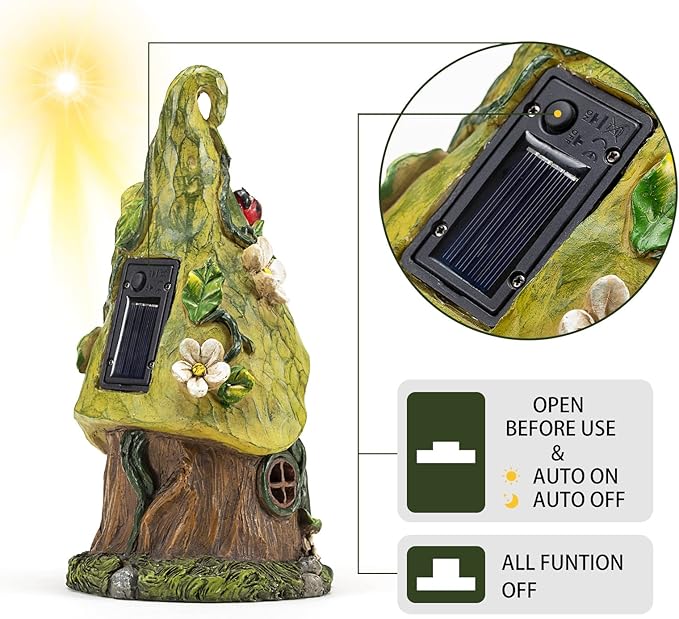 Garden Decor Outdoor Solar Statues, 11Inch Resin Fairy Garden Solar Lights Birthday Gifts for Women Yard Decorations, Gardening Gifts for Patio, Balcony, Porch Decor