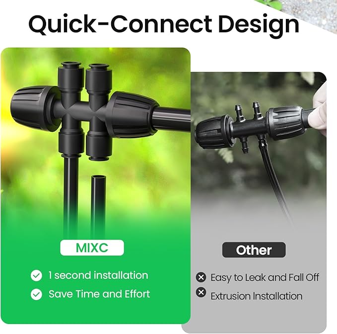 4 Packs 1/2''to 1/4''Barbed Tee Quick Connector,Drip Irrigation Fittings for 4-Way Connector