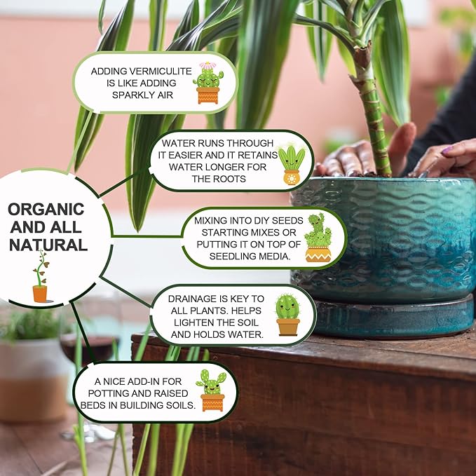 50QT Horticultural Vermiculite Bulk, Organic Vermiculite for Plants, Course Grade Vermiculite for Gardening, for houseplants, for Mushrooms, to Maintain Soil Moisture and Plant Growth(2-4mm)