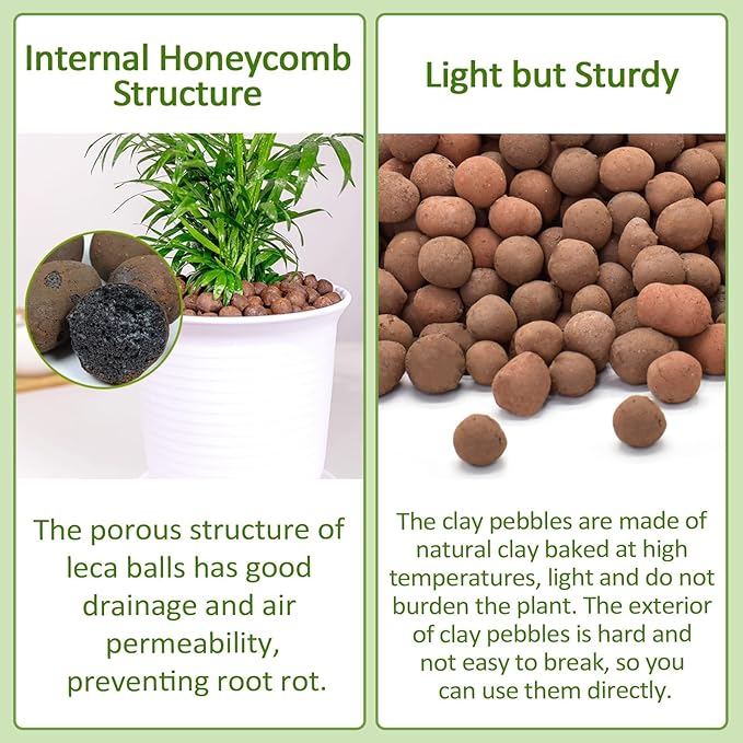 ZeeDix 5.5LB Expanded Clay Pebbles, 4mm-16mm Clay Leca Balls Clay Pebbles for Plants, Natural Clay Pellets Balls for Hydroponic, Indoor Plants Drainage, Gardening, Orchids, Decoration, Aquaponics