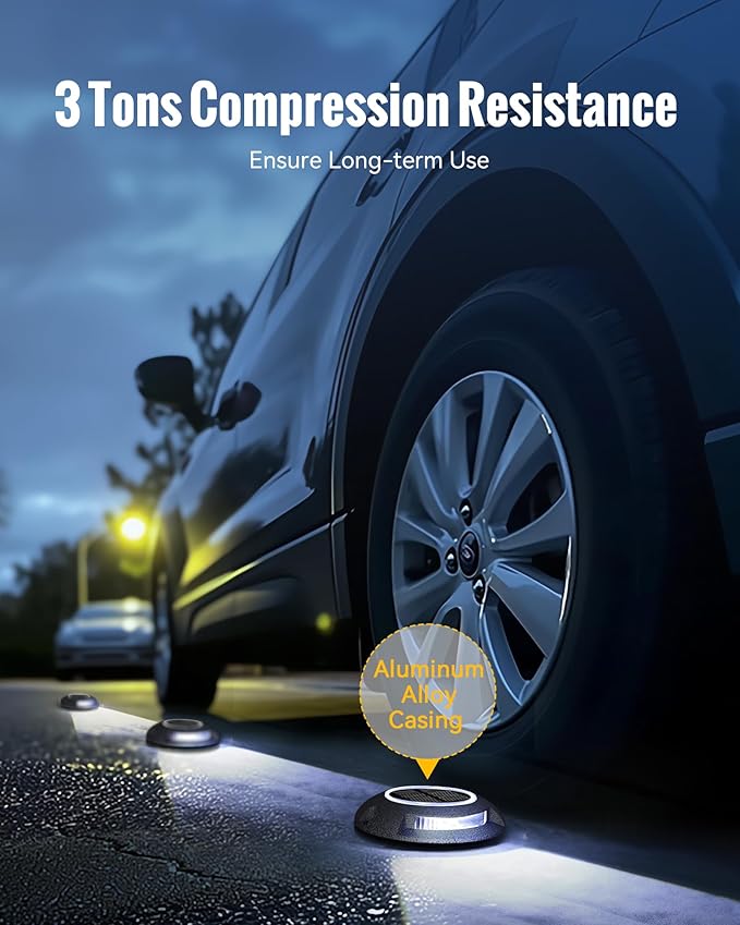 Solar Deck Dock Walkway Decorative Lights Outdoor Waterproof 4 Pack, 2 Colors in 1 Single-Sided LED Solar Driveway Lights, Road Driveway Marker for Warning Stair Pathway Patio Yard, Black