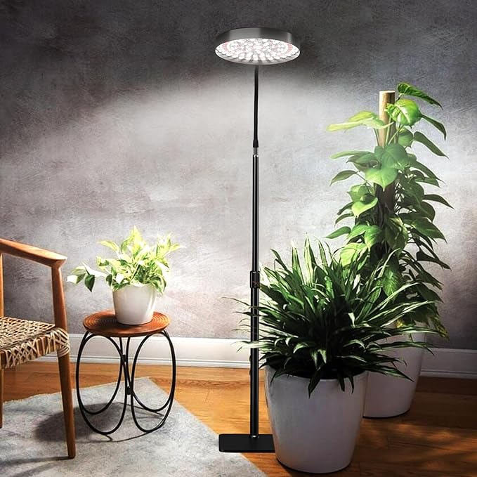 Standing Grow Light for Indoor Plants, 6000K 216 LEDs Floor Plant Growing Lamp with Stable Base for Large Plants, 4/8/12 Timer Setting & Adjustable 16-29IN, 5 Dimming Brightness