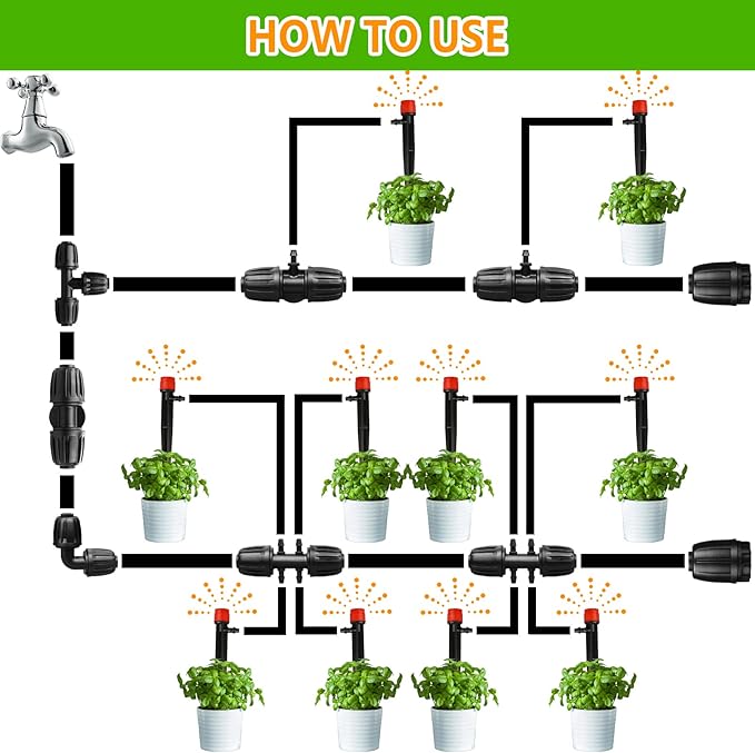 Drip Irrigation Fittings for 1/2 inch Tubing (0.60"-0.63" OD), 12 Pieces Barbed Locked End Plug Connectors, End Caps Drip Line Nuts Connectors for Drip Irrigation Hose (13mm ID)(Black)