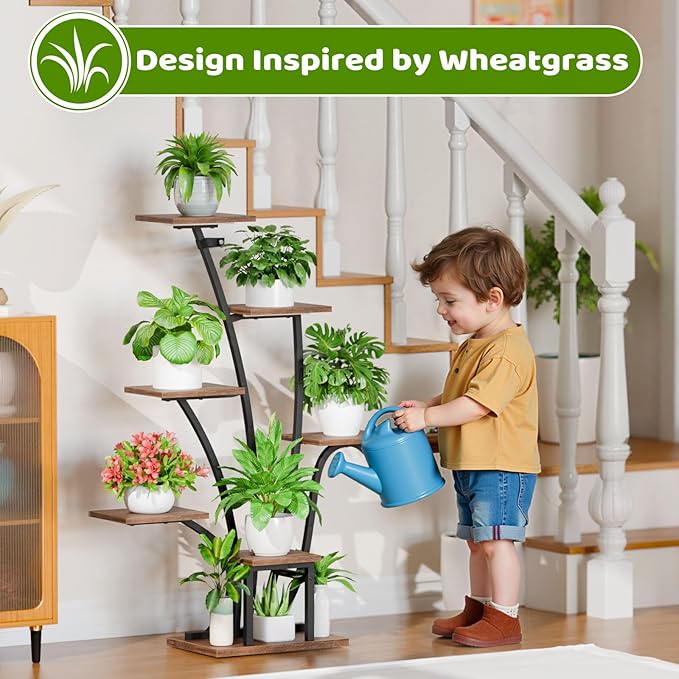 Plant Stand Indoor with Grow Lights - 7 Tiered Corner Plant Shelf Indoor, 43" Tall Plant Stands for Indoor Plants, Metal Plant Shelves, Flower Plant Holder for Living Room, Balcony, Patio Decor