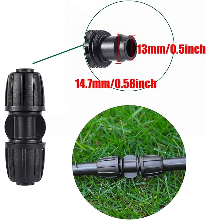 1/2 inch Irrigation Fittings Coupling Connectors For (1/2" ID x0.6-0.63" OD) 16mm Drip Tubing Barbed Connectors-10 Pcs/pack
