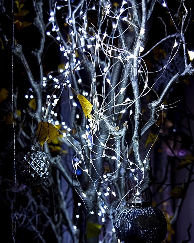 Twinkle Star 2 Pack Solar Christmas Lights Outdoor, Total 80FT 240 LED Solar Fairy Lights Waterproof with 8 Modes, Christmas Trees Light for Patio Garden Party Backyard Wedding Decor, White