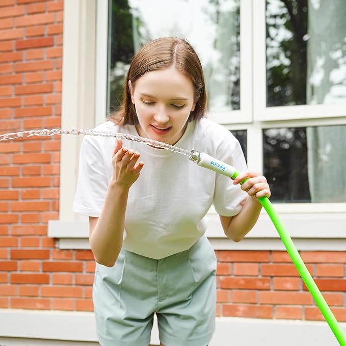 Fevone 100 ft Garden Hose, Heavy Duty Water Hose, Hybrid Polymer, Kink Resistance, Flexible, Durable, Leak Free, Aluminum Fittings, 3/4" GHT, 5/8" ID, 600 Psi, Drinking Water Safe