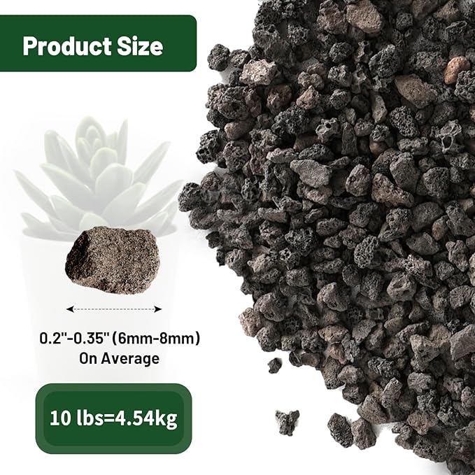 Drainage Rocks for Potted Plants 10LB, Horticultural Lava Rocks for Plants, Succulent Rocks for Pot Indoor, Lava Rock Aquarium Garden Landscaping Volcanic Bonsai Terrarium Fish Tank Decorative Stone