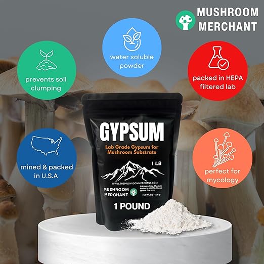Gypsum Powder for Mushroom Substrate | Lab Grade | Packed in a HEPA-Filtered Facility | Highly Soluble for Growing Mushrooms | Ultra Fine | Soil Conditioner | (Calcium Sulfate Dihydrate)