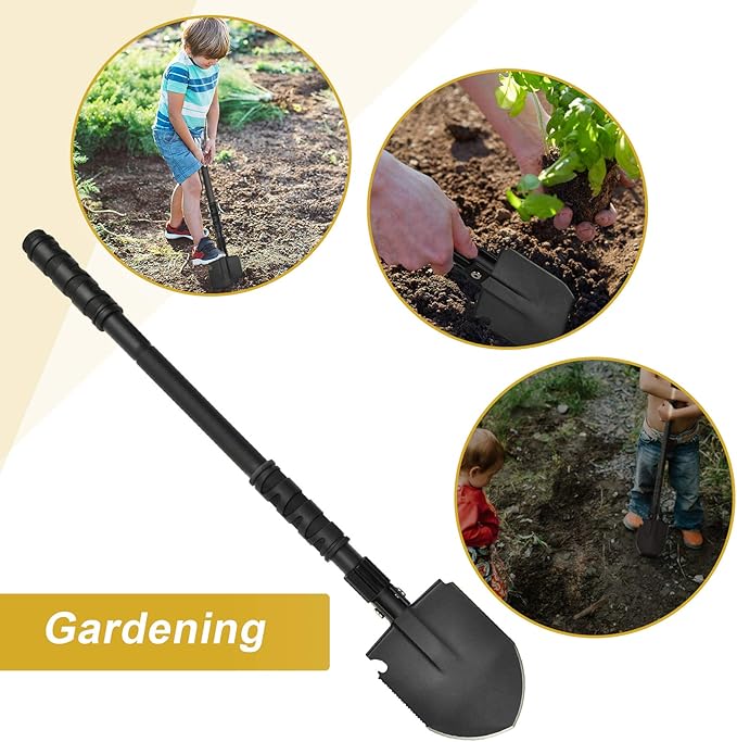 Folding Shovel, (24.21'') Camping Shovel, Survival Off Road E Tool Shovel, with Pickaxe, Portable Bag, High Carbon Steel, for Digging, Backpacking, Hiking, Gardening, Emergency, Outdoor