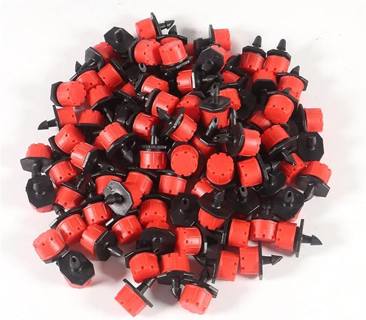 100pcs Drip Irrigation Fittings 360 Degree Adjustable Irrigation Drippers Sprinklers 1/4 Inch Drip Fittings for Watering System