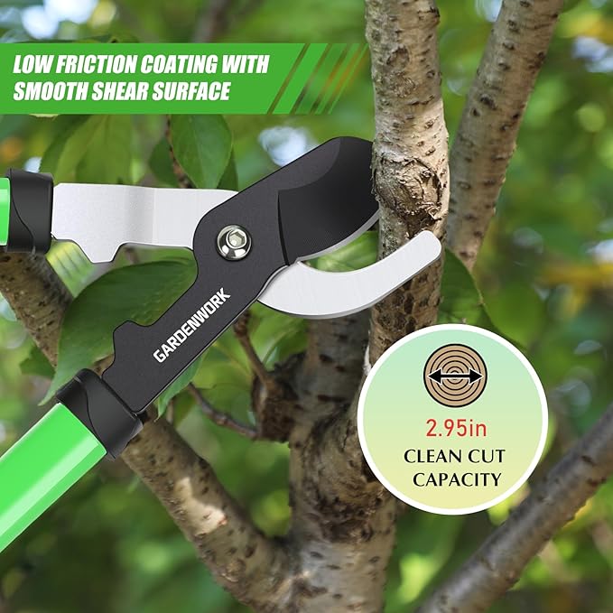 Garden Loppers,28" Branch Cutter with SK5 Carbon Steel Sharp Blade,Loppers for Tree Trimming Heavy Duty with 2.95in Clean Cut Capacity for Shrubs and Branches