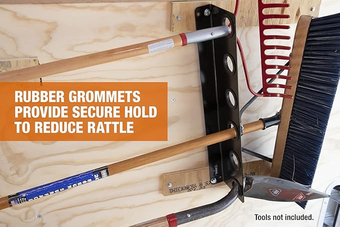 Buyers Products LT37 Hand Rack for Enclosed Landscaping Truck Trailers & Garage or Shed Walls Holds 6 Tools, Heavy Duty Steel, Made In the USA, Lawn Care Equipment, Landscape Tools