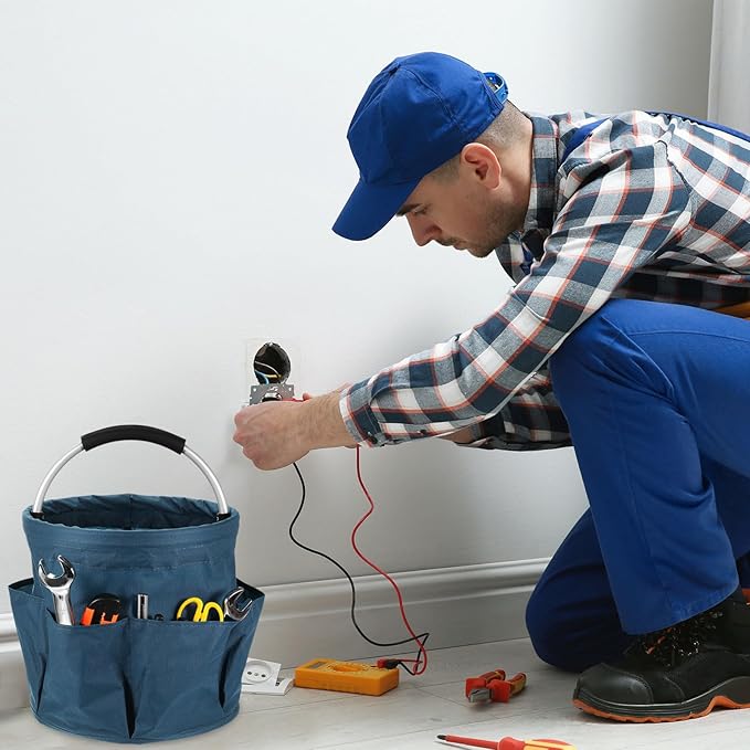 HARFINGTON Garden Tool Bag 17L Large Oxford Waterproof with Pockets Garden Tote Bag Gardening Plant Tool Organizer Storage Carrier Store for Outdoor Women Men, Navy Blue