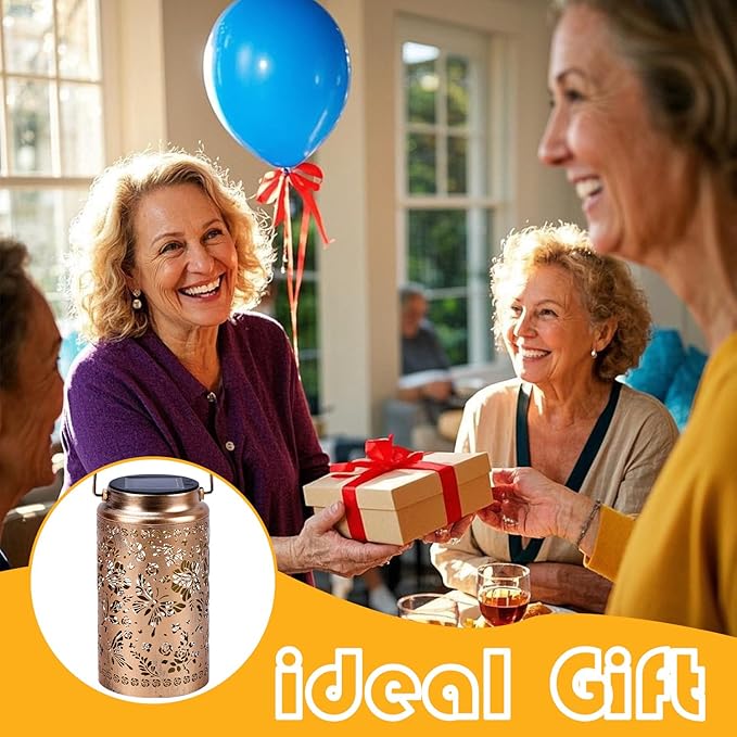 Butterfly Solar Lanterns Outdoor Waterproof, Metal Hanging Lights Decorations for Garden Yard Lawn Patio, Unique Butterfly Gifts for Women Mom Grandma Gardener Mother in Law Christmas