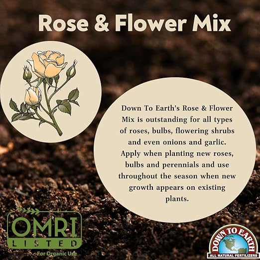 Down to Earth All Natural Rose & Flower Bulb Fertilizer Mix 4-8-4, 1 lb