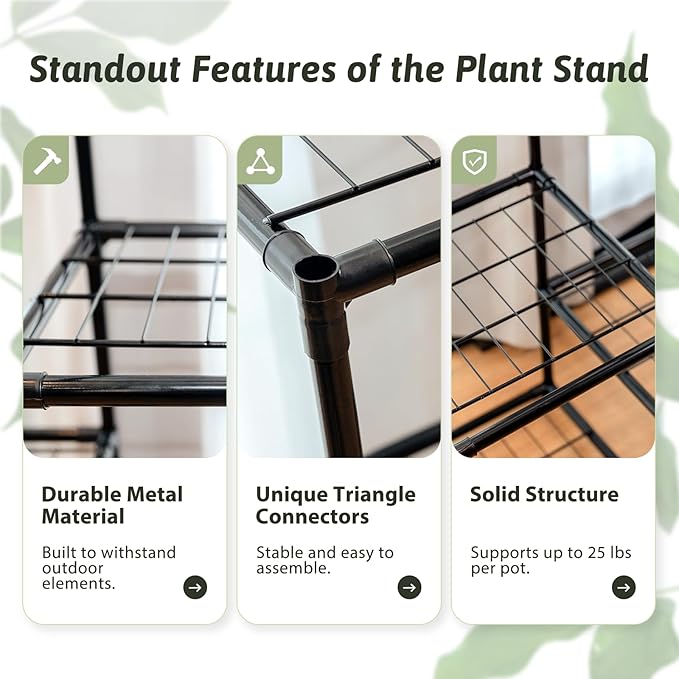 Corner Plant Stand Indoor Clearance Small Plant Holder Outdoor Metal Hanging Plant Table Rack Tiered Plant Shelf for Multiple Plants for Living Room Garden Balcony Patio Ladder Design