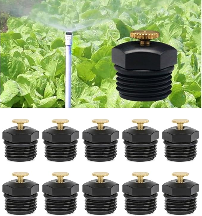 10 Pcs Garden Irrigation Misting Nozzles 1/2" Adjustable Garden Lawn Watering 360° Misting Sprinkler Heads Micro Irrigation Sprayer For Garden Irrigation System