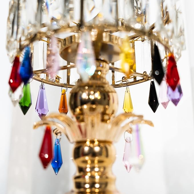 HDCRYSTALGIFTS 50pcs 38mm Crystal Icicle Pendant Chandelier Prisms Drops Lamp Candle Holders Curtain DIY Parts(Multi-Color)