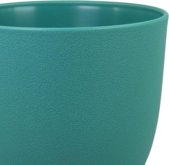 Flower Pots 9/8/7.5 inch, Set of 3 Modern Decorative Plastic Planters with Drainage Holes and Tray for House Plants Indoor Plants, Plant Pots for Indoor Outdoor Plants, Blue Green