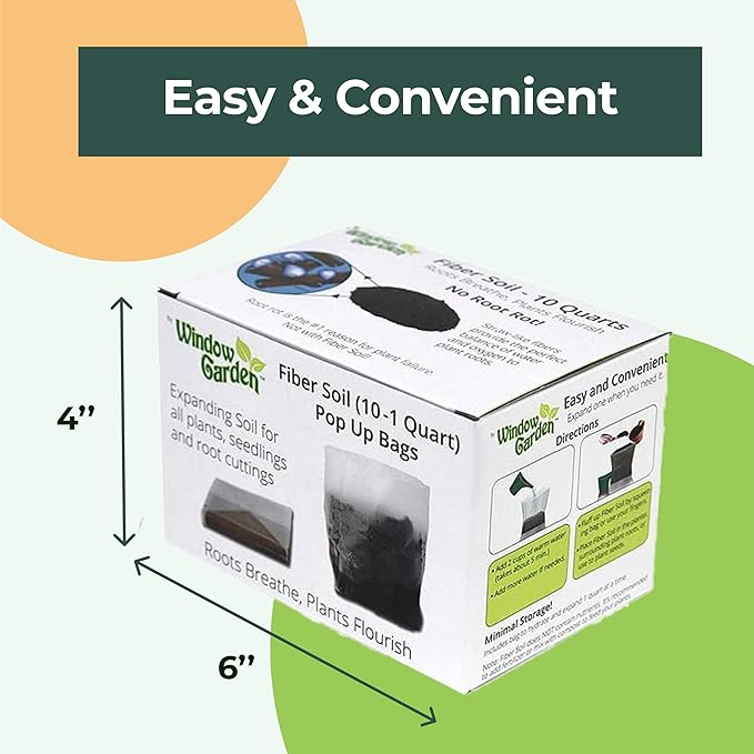 Premium Window Garden Potting Soil (Fiber Soil 10x - 1 QT Bags) for Indoor Plants, Home Garden