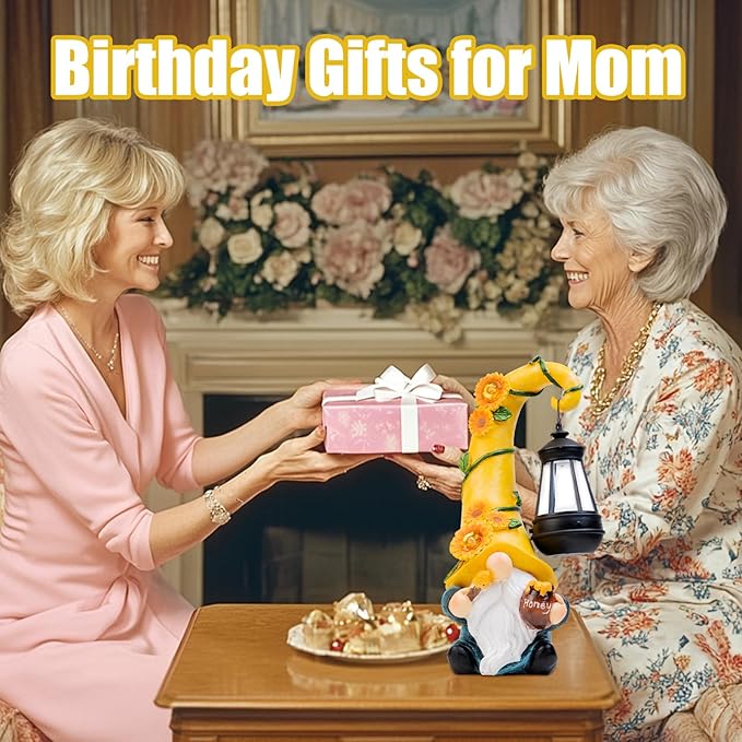 Twinbling12 Solar Sunflower Gnome Garden Statues Honey Bee jar Decor with LED Lantern Outdoor Summer Gnomes Decorations Patio Yard Balcony Art Gifts for Women Mom Grandma