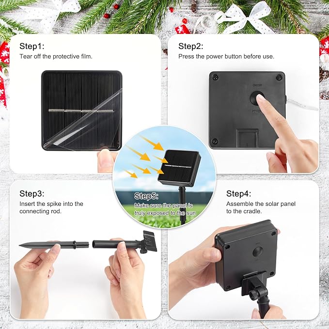 Purple Solar Christmas Lights, 16 Inches 8 Tube 288 LED Solar Meteor Shower Lights with 16 Tubes, Icicle Fairy String Lights for Christmas Decorations Tree Party Yard, Purple