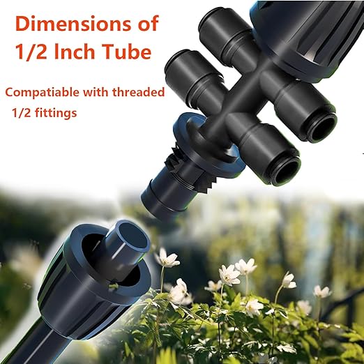 50 Foot (15 m) 1/2 Inch Drip Hose with 4pack 6 Way Connector for Quick Connector Irrigation Systems,Garden Irrigation Systems or Blank Distribution Hoses for Any Project