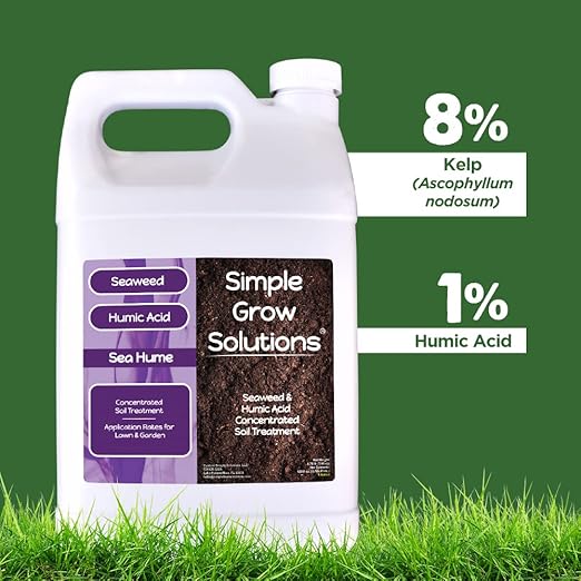 Sea Kelp for Lawn & Plants- OMRI Listed for Organic Use- Seaweed Soil Treatment for Turf Grass & Garden- Sea Hume- Simple Lawn Solutions (1 Gallon)