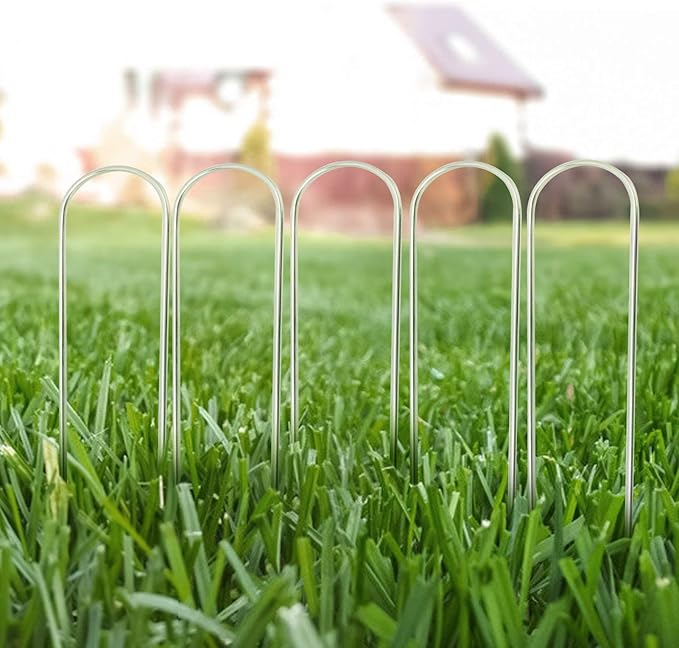 120 Packs Garden Stakes 6 Inches 12 Gauge Heavy Duty Tent Stakes Galvanized Steel Staples Securing Tent Pegs for Weed Fabric Landscape Fabric Netting Ground Sheet Fleece Irrigation Tubes