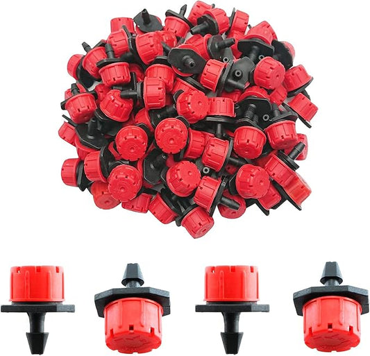 BEADNOVA Drip Irrigation Emitters 50 Pcs Irrigation Drippers 360 Degree Drip System Emitters Sprinklers Drippers for Drip Irrigation 1/4 Inch Tube Gardening (Red)