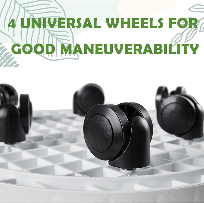 17.5 Inch Planter Caddies Rolling Saucer Caddy with Wheels, Heavy Duty Wheeled Stand for Potted Plant, Round Coaster Roller Base Tray with Casters, Flower Pot Dolly Holder for Indoor Outdoor