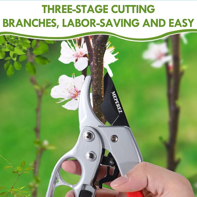 Garden Clippers, Premium Germany Pruners, Work 3 Times Easier, Professional Pruning Shears, Cutting Rose, Flower, Hedge, Stem, Sharp Scissors Gardening Tools, Arthritis Weak Hand Snips