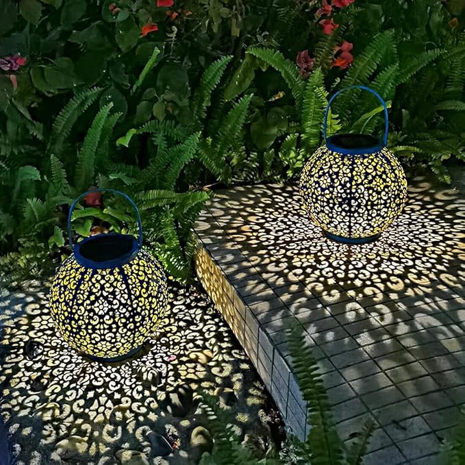 Outdoor Solar Big Lanterns Waterproof, Go2garden Gifts for Women Mom Garden Yard Decor Lights for Patio, Yard, Party Ornaments,Birthday Mothers Day Gifts for Grandma (1 Pack, Teal Blue)