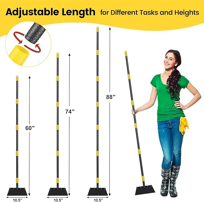 Garden Cleaning Shovel, Multifunctional Flat Shovel Floor Scraper Manual Weeder, 74" Long Handle Ice Chopper Snow Shovel Spade, Heavy Duty Garden Tool for Lawn Edging, Scraping, Ice Removal