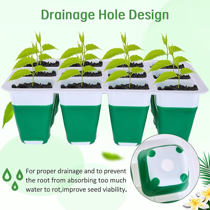 60 Cells Seed Starter Tray Seed Starter Kit,5 Pack Reusable Seedling Starter Trays with Flexible Silicone Bottoms and Humidity Domes,Indoor Greenhouse Garden Propagation Set for Seed Starting